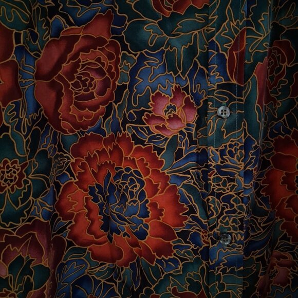 Vintage Compagnie Internationale EXPRESS 100% Silk Floral Tunic Blouse Flowy L - Picture 4 of 6